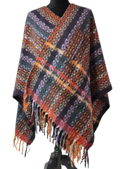 Wrap Pattern Loop Through /Fringe Knit Multi Purple Sh-4316PU