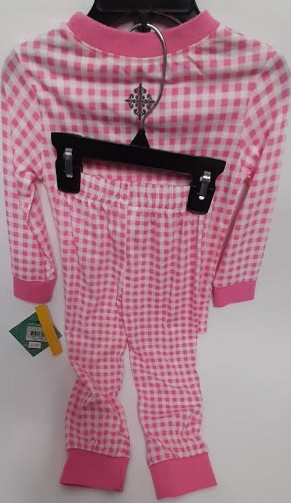 Pj  Pant/Shirt Set Christmas Pink Plaid Childs 2t  Jm21963t 