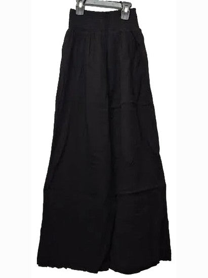 Mododoc- Pants Black Smocked Waist Ankle Length 41g-Lo181