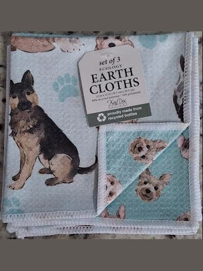 Earth Cloth Dog & Paw Prints Ecology 3 Pk r8634