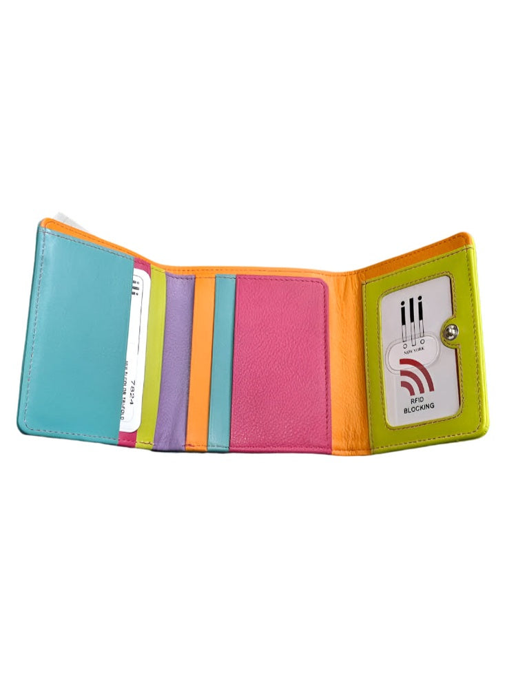 Wallet Trifold Small Palm Beach Multi Colored Rfid Protected 7824