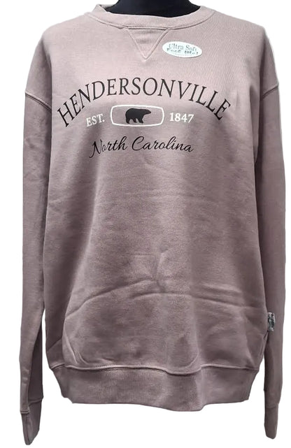 Sweatshirt Mauve Screen Print Hendersonville North Carolina Burn Wash BPSSHM