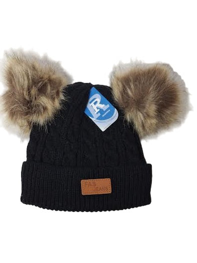 Children's Beanie Hat 2 Pom Pom Knit&nbsp; 6 Colors Wn5111