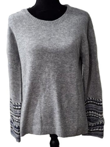 Sweater Jacquard Cuff Grey F25agl1915