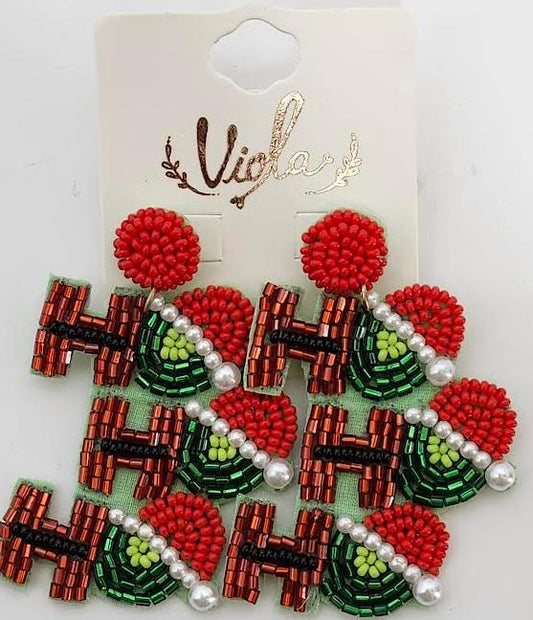 Earing's Christmas Ho Ho Ho Red/Green/Brown RT13645RD 