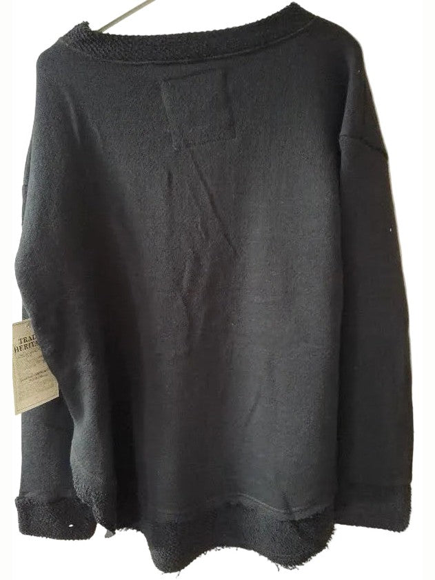 Sweatshirt Asheville Logo Black Fine Loop Terry Curved Hem Crewneck Women's 4599