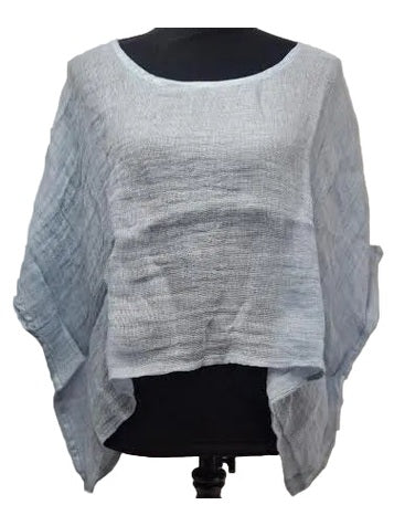 Poncho Celeste Sky Blue  Linen Gauze Cropped  155142