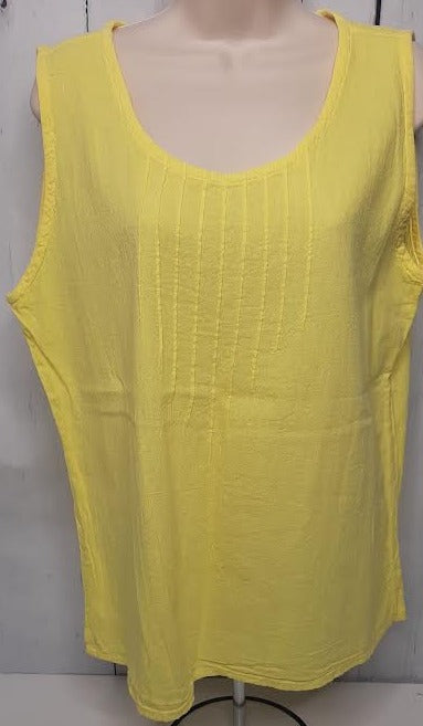 Top- Pleated Tank-Yellow-Women's-S-1265 