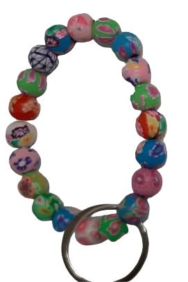 Bracelet Key Ring- Colorful Beads - 972422b 