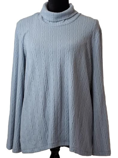 Top Pull Over Blue Cowl Neck Knit  627-8018