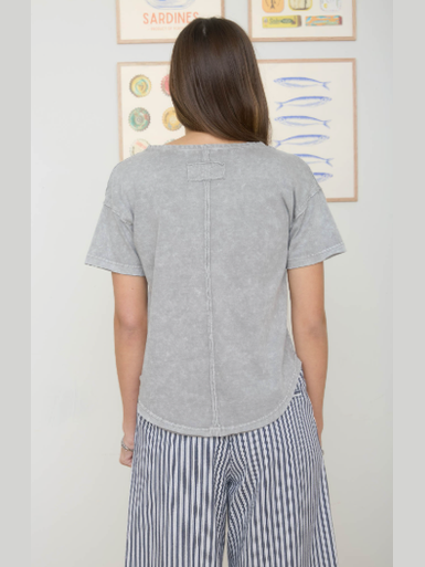 JOA-Shirt Pullover Grey Knit Short Sleeve J5FP1005T1G