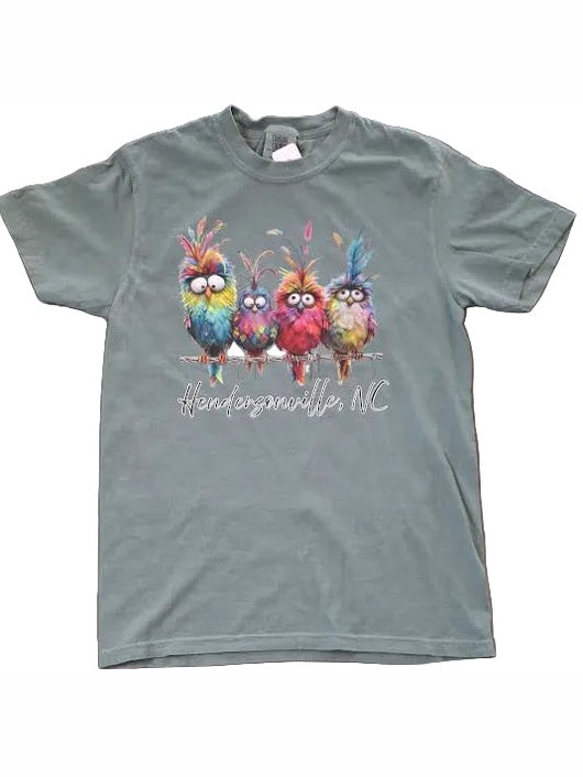 T-Shirt Green Funky Birds Hendersonville RTTSGHFB Unisex
