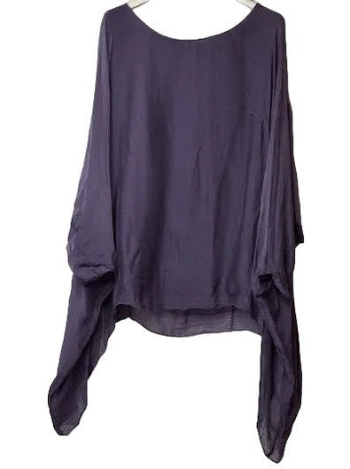 Top Pullover Silk Plum Short Sleeve Women's One Size 1688P