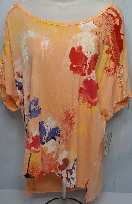 M10-1350  Watercolor-Orange -Women's-Top 