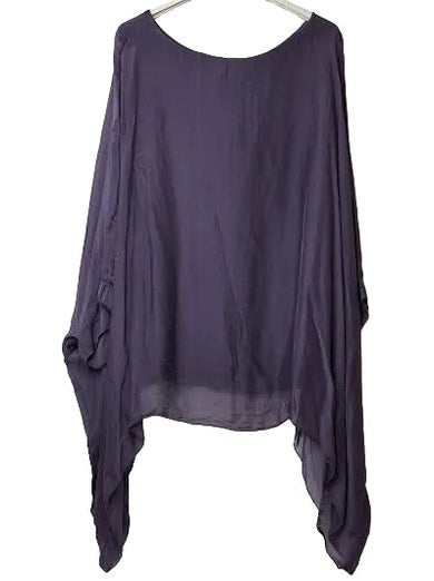 Top Pullover Silk Plum Short Sleeve Women's One Size 1688P