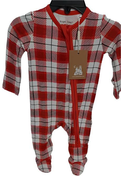 Footie Zupper Front Red/White Plaid- Christmas  Infant 0-3m A126f3 