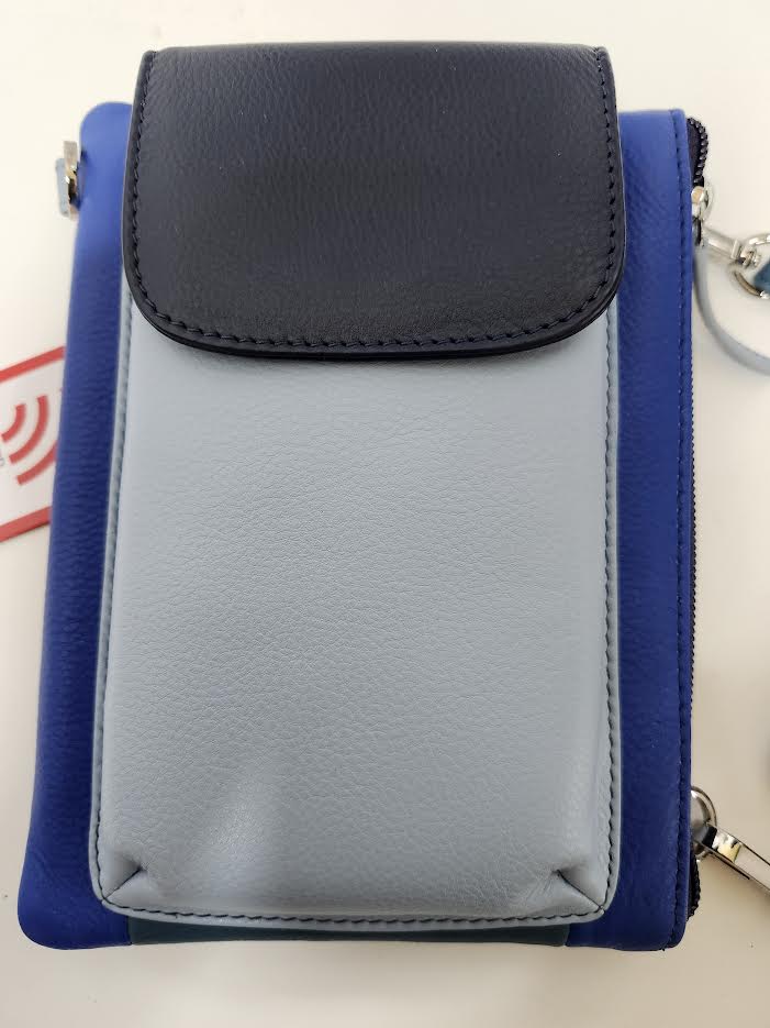 Handbag Cell Phone Denim Multi Leather RFID Blocking 6040 