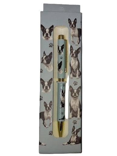 Pen Ball Point  Boston Terrier Light Blue Gift Boxed 736-76A