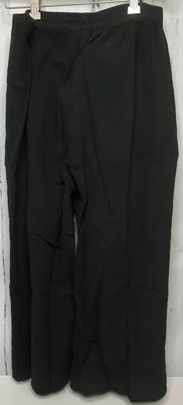 Pants Button Front Stretch Band 2Pocket Black Women's L0502-a 