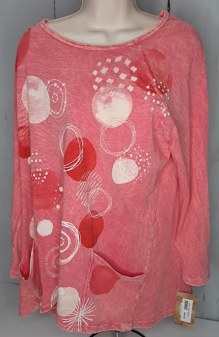 M12-1579 Tunic w/ 2 Pockets - Bubbly Pink 