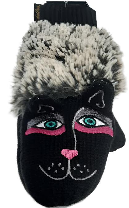 Mittens&nbsp; 3-d Furry Dogs Black Children's 30006 