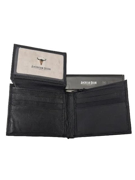 Wallet Bifold Black American Bison Leather Abrp01-502