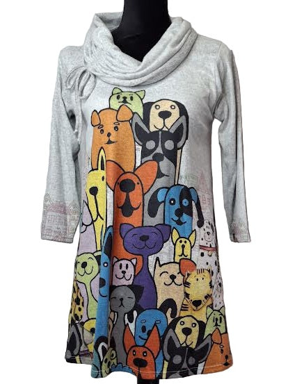 Shirt Pullover Long Colorful Dogs Long Sleeve  Women's  H3973R1078
