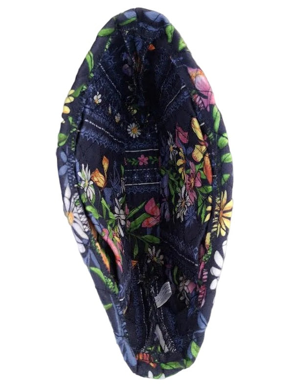 RT-Purse/Organizer Bag Blue Quilted Fabric Floral 4 Pocket Leaf RTQPFB