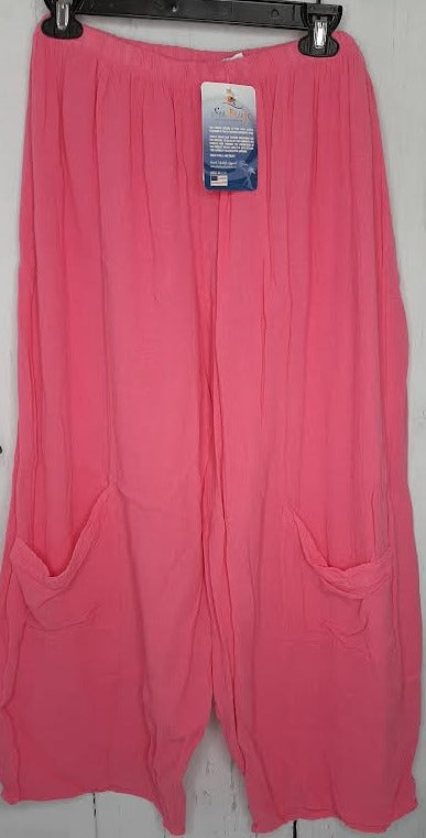 Pants-Pink-2Pocket- French Gauze Gaucho-Women's- 080 