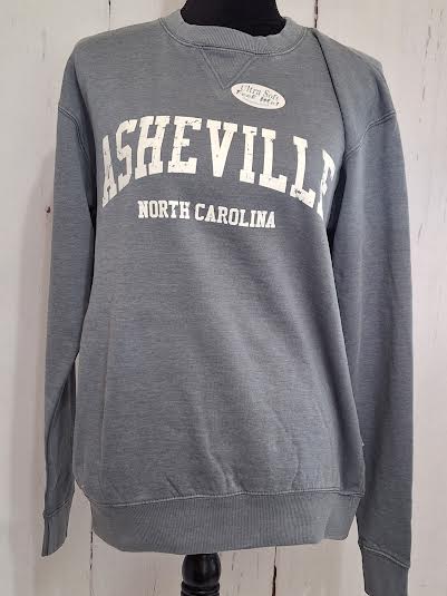 Sweatshirt Sea Blue Screen Print Asheville North Carolina Burn Wash Bpsssb