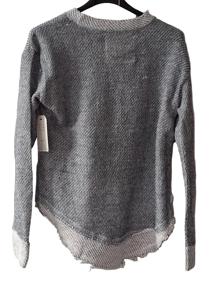 Sweatshirt Navy Asheville Embroidered Slouchy Knit Curved Hem  Women's 4585