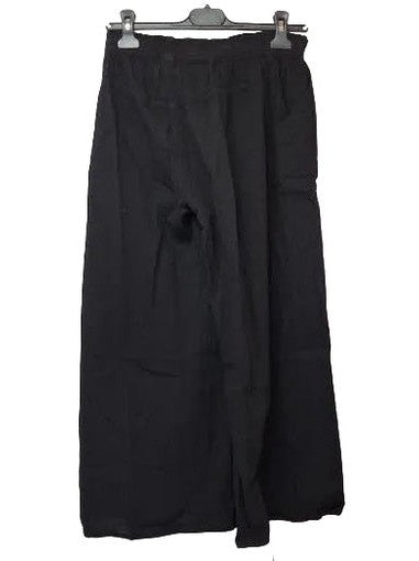 Pants Black 2 Pocket Elastic Waste Wide Leg l-1725