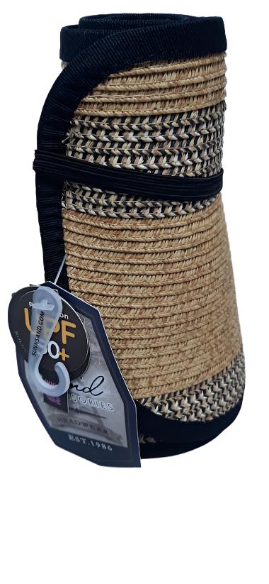 Visor  - Black-Paperbraid Roll Up-Women's-Hh3062A 