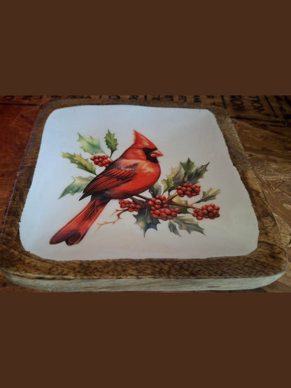 Christmas Cardinal Wooden Tray OSW268083
