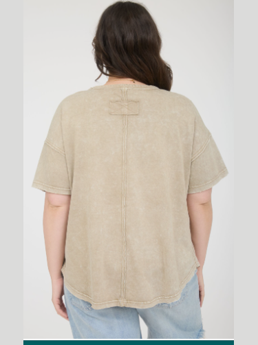 Shirt Pullover Plus Size Mocha Knit Short Sleeve PJ5FP1005T1M
