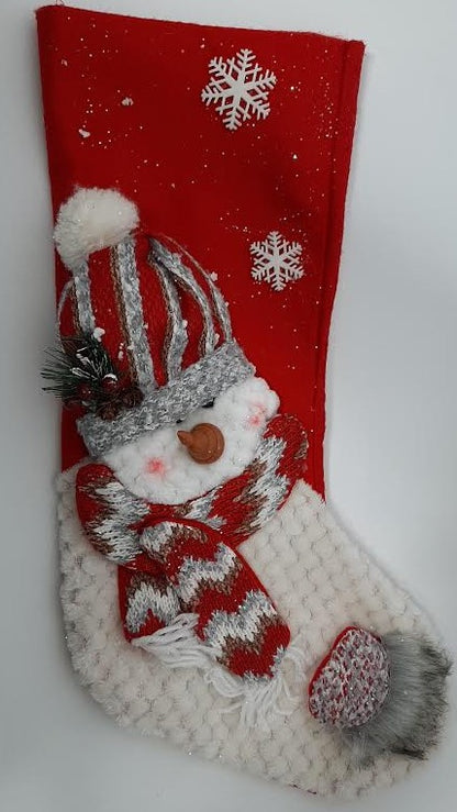 Red Snowman Christmas Stocking-10x20" 