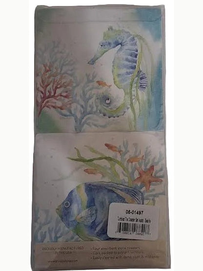 Coaster Sealife Serenade  Tumbled Tile 4Pk 4x4" 05-01497