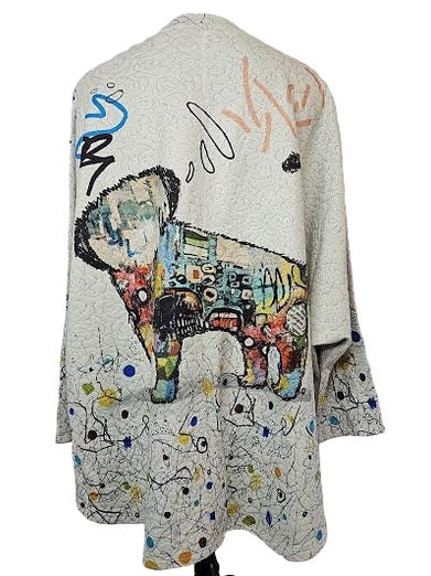 Top Pullover Lu Lu Dog Print Drop Shoulder One Size Women'sT812Nb