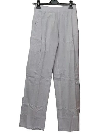 Maya Jones-Pants White 2 Pocket Cuffed Leg Elastic Waste&nbsp; Slit&nbsp; Leg L-1685