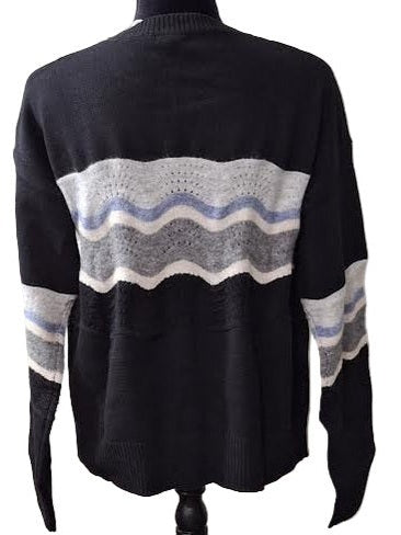Sweater Black Pointelle Wave  F25CAL1840