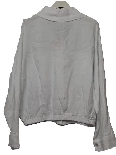 Jacket Linen 4Button Front White/Gold Glitter 2 Pocket Long Sleeve Women's One Size 463W