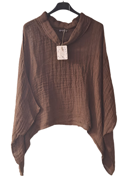 Top Pullover Pecan Cow Neck No Sleeve Knit  Women's One Size 147231