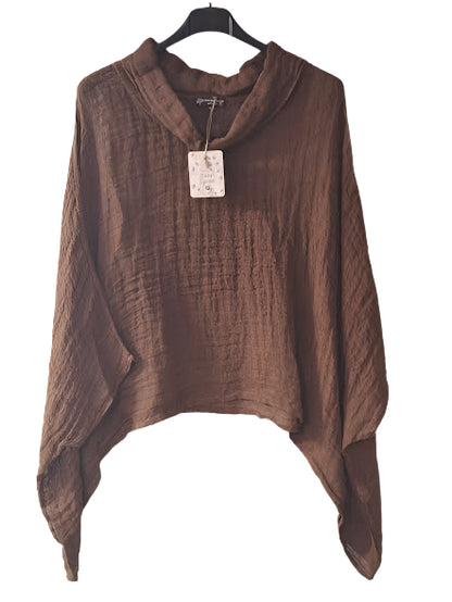 Top Pullover Pecan Cow Neck No Sleeve Knit  Women's One Size 147231