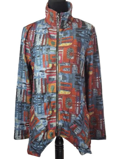 Jacket Zipper Front 2 Pocket Long Sleeve Multi Blue  25641