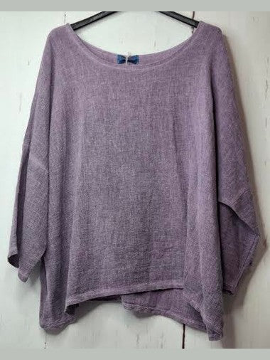 Top Pullover Purple Sangria Gauze 3/4 Sleeve  Women's One Size 228329PS
