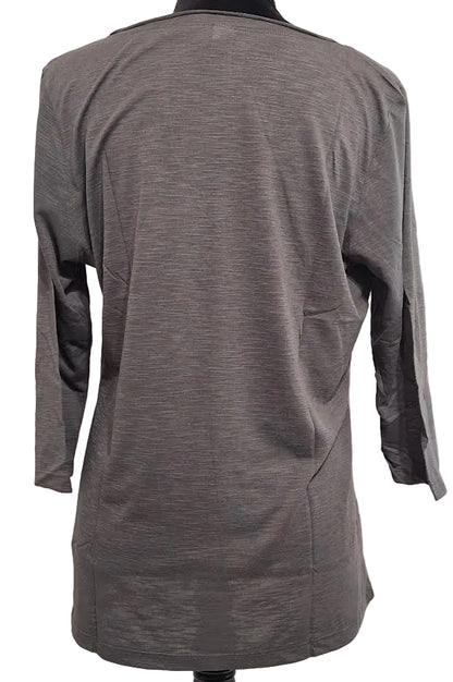 Toppy T- T Shirt Charcoal V-Neck 3/4 Sleeve Slub Jersey M308C