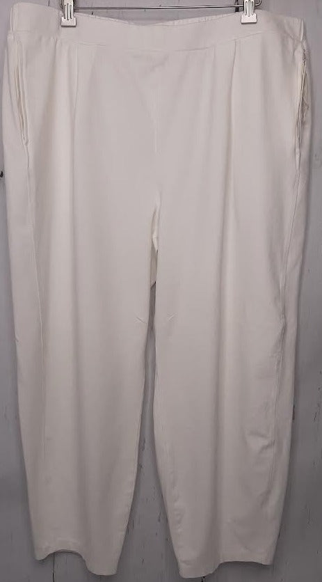 Jess & Jane - WK14 WHITE - Women's Lantern Pants with Pockets - Cotton Span Jersey 