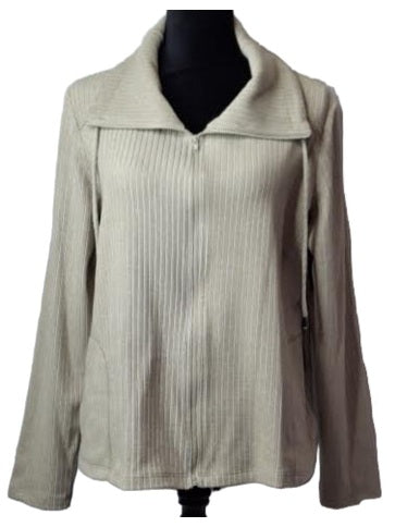 Pure Essence-Jacket Oatmeal Zipper Front 2 Pocket&nbsp; &nbsp;632-7030