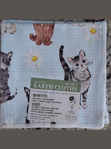 Earth Cloth Cats With Daisies Ecology 3 Pk r8637