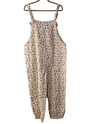 Overalls Dogs On Vacation Print 2 Pocket Women's SM2529